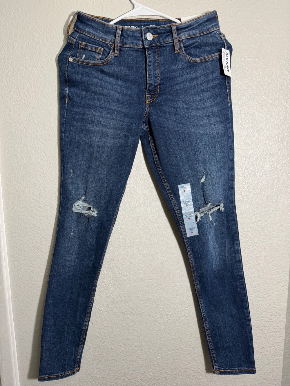 Old Navy Women's Blue Ripped Skinny Jeans